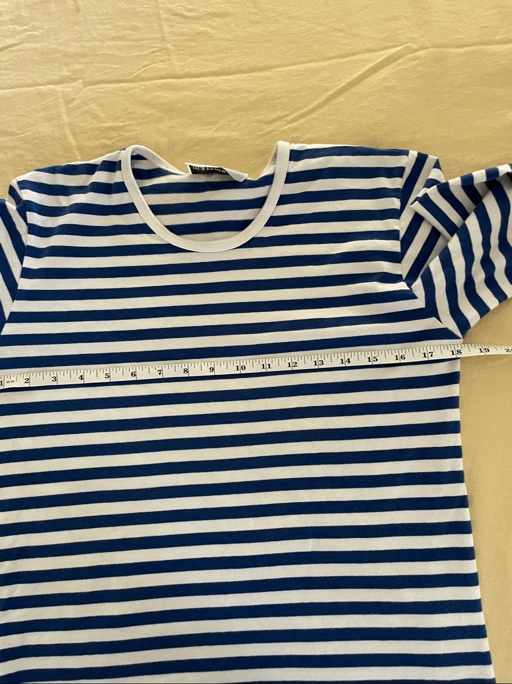 Marimekko Mari Top S white/blue preppy nautical cotton breton slim fit - Picture 9 of 10